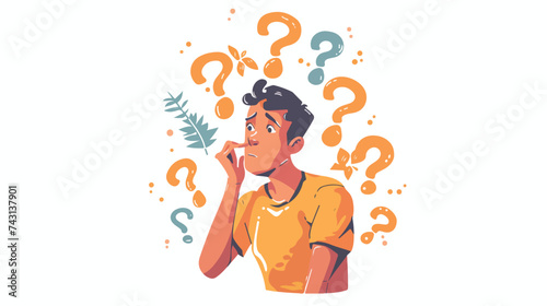 Man avatar thinking with question marks design Id