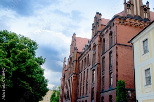 Ancient buildings on Ostrow Tumski at daytime in Wroclaw photo