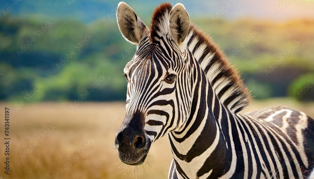 Fototapeta premium closeup on zebra s head looking curiously