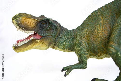Tyrannosaurus dinosaurs toy on white background