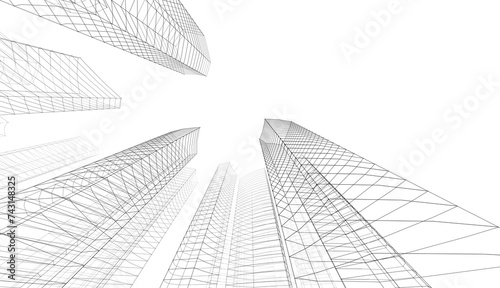 Modern architecture 3d rendering