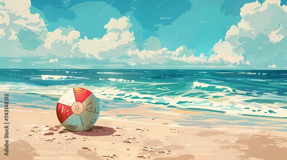 Obraz premium a postcard for a beach holiday, an advertising brochure of a seaside resort, summer, sun, sea, ocean