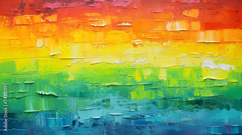Vibrant Oil Painting Palette Knife Abstract Rainbow Art. Bright vivid colors.