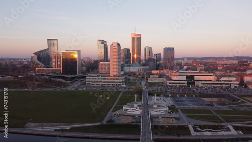 Panorama of the business centre of Vilnius city. Lithuania.