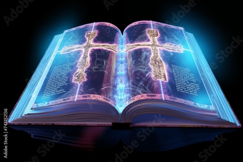 Holy Bible symbol. A book with a cross. photo