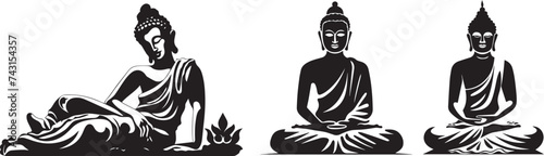 silhouettes of a meditating buddha