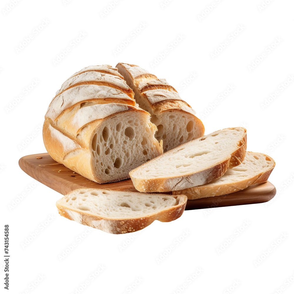 Fresh Cutted grain bread isolated on white background