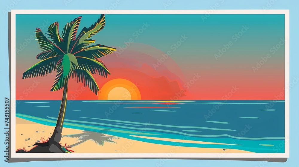 Obraz premium a postcard for a beach holiday, an advertising brochure of a seaside resort, summer, sun, sea, ocean