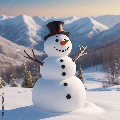 Funny cute snowman in mountain © Zsolt Biczó