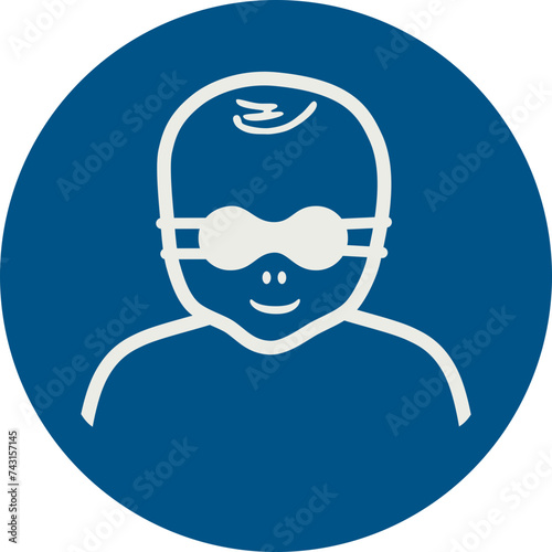 OBLIGATION SIGN PICTOGRAM, PROTECT INFANTS' EYES WITH OPAQUE EYE PROTECTION ISO 7010 – M025, SVG