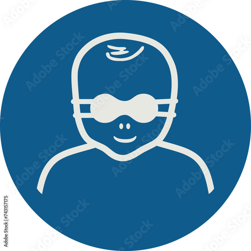 OBLIGATION SIGN PICTOGRAM, PROTECT INFANTS' EYES WITH OPAQUE EYE PROTECTION ISO 7010 – M025, VECTOR