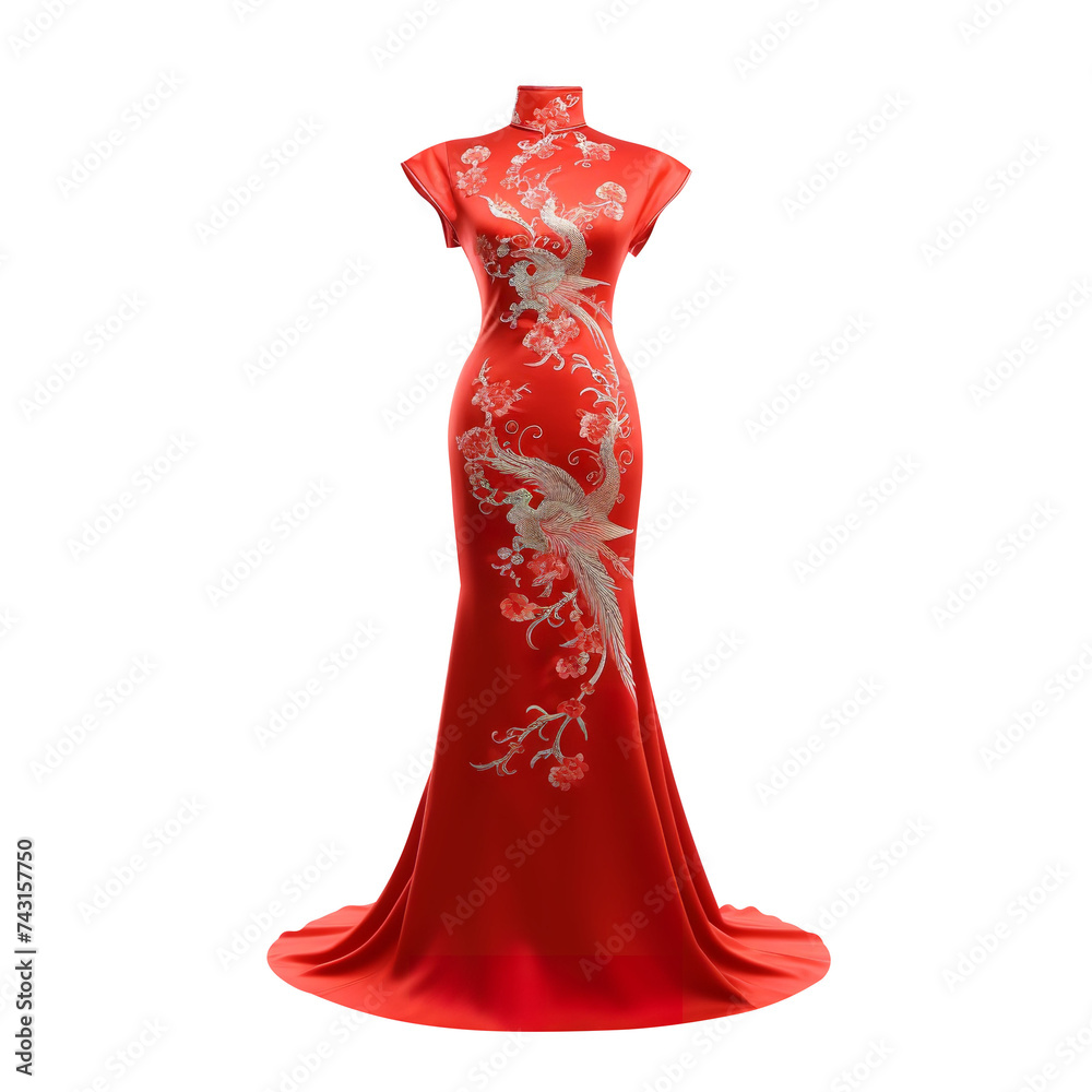 Scrumption Red Cheongsam isolated on white background
Scrumption Red Cheongsam isolated on white background