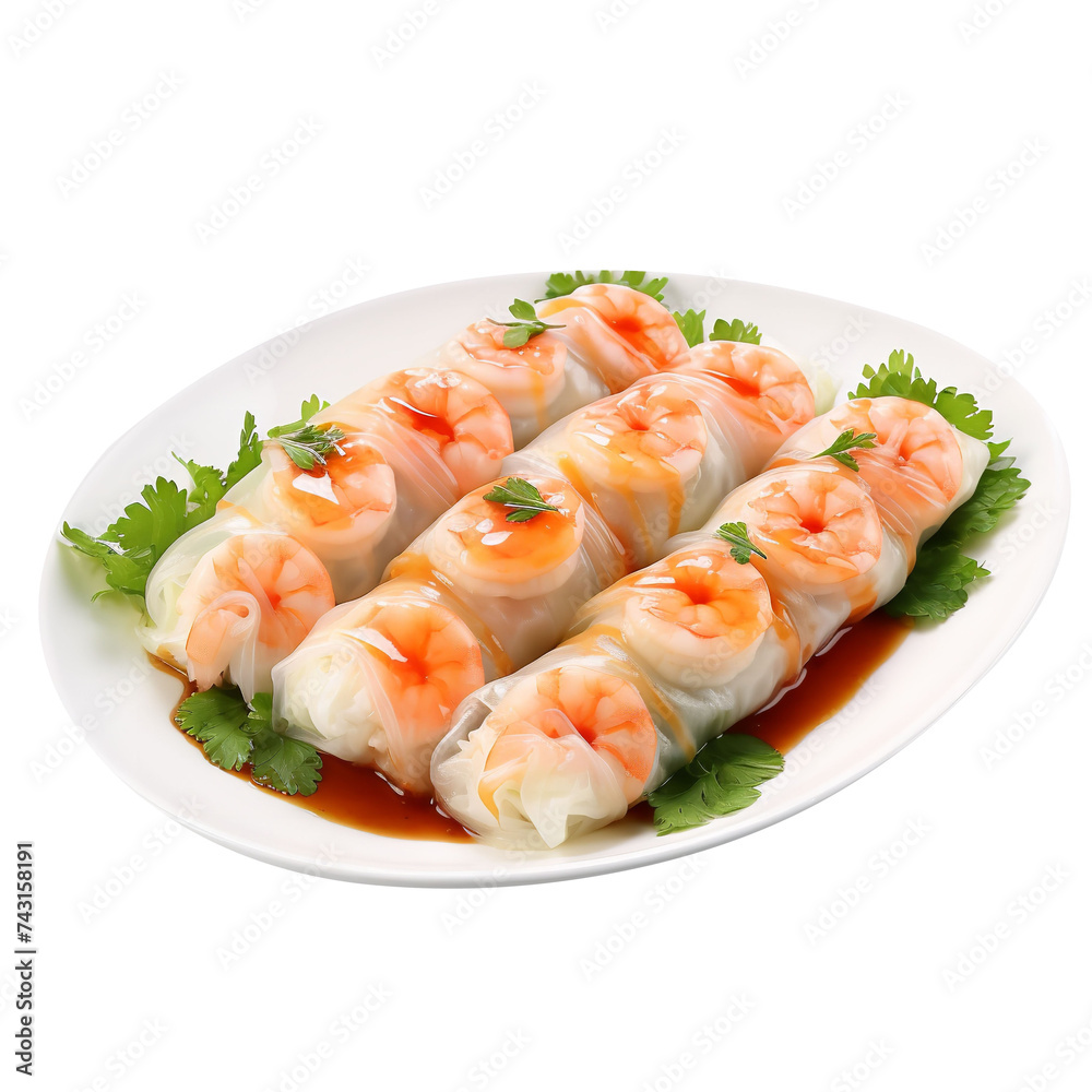 Delicious shrimp Rice Noodle  isolated on white background