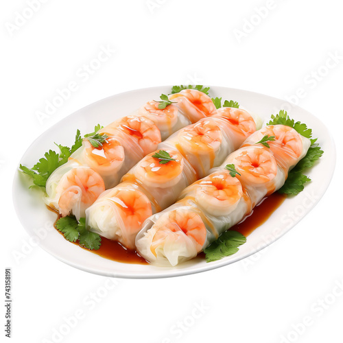 Delicious shrimp Rice Noodle isolated on white background