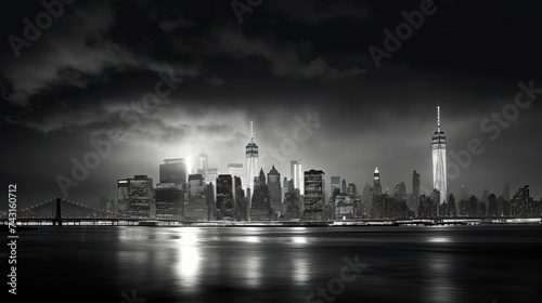 Skyline of Manhattan  power outage after Hurricane Sandy  New York City  USA.   