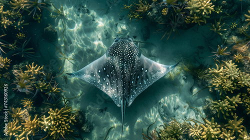 Cayman islands underwater, stingray, top view