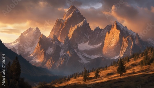 peaks, landscape, tranquil, horizon, natural, Majestic Mountains Awash the Ethereal Glow Early Morning Light R © Yaraslava
