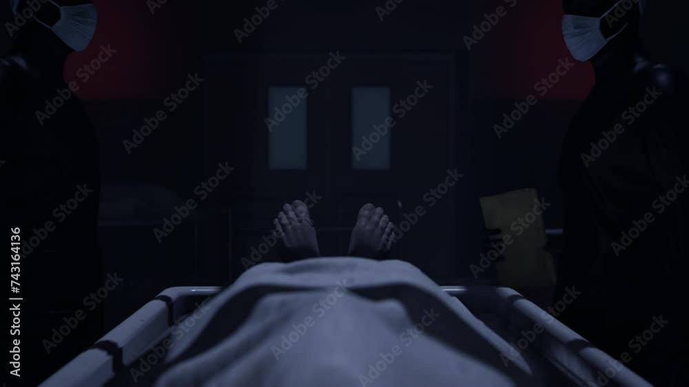 Two doctors standing in fron of a corpse in the morgue and ready to execute an autopsy