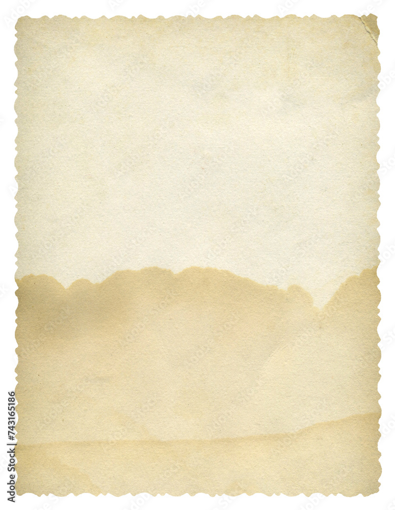 Retro vignette photo paper texture isolate. Old antique sheet paper texture. Announcement board. Recycle vintage paper background. Aged and yellowed wallpaper.