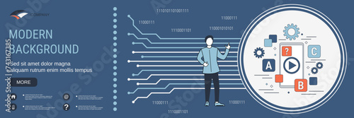 Digital technology banner vector design template. Online education concept