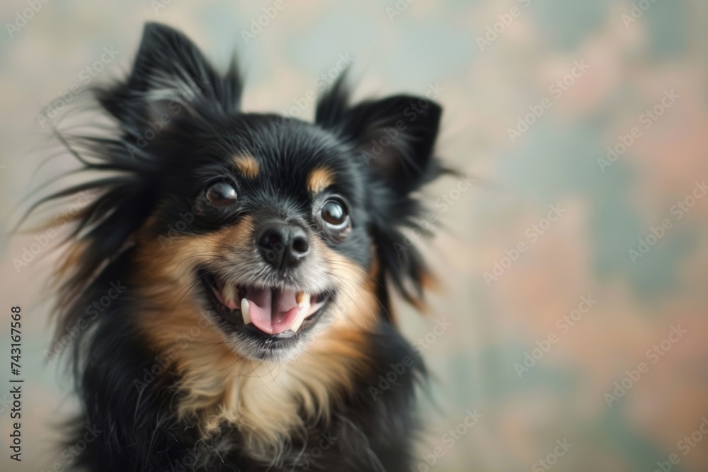 close up of portrait of cute funny crazy dog pet close up of portrait of cute funny crazy dog pet