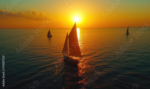 sunset, boat, sail, sea, sailing, sailboat, water, ocean, sun, yacht, ship, summer, sky, travel, sunrise, silhouette, landscape, nature, orange, wave, horizon, red, lake, sport, beach
