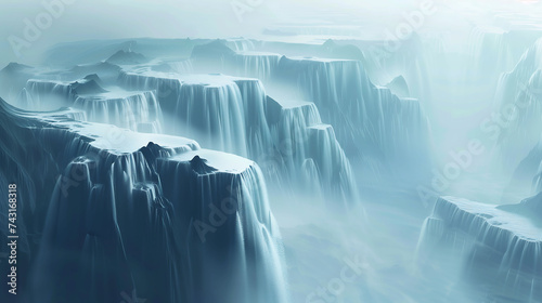 Chilled Blue Abstract Waterfall Cascade