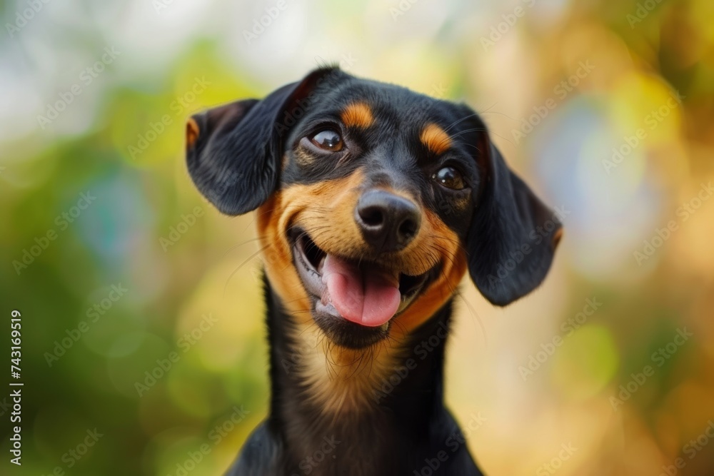 close up of portrait of cute funny crazy dog pet