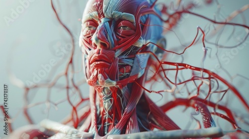 muscle anatomy, vascular system generative ai photo