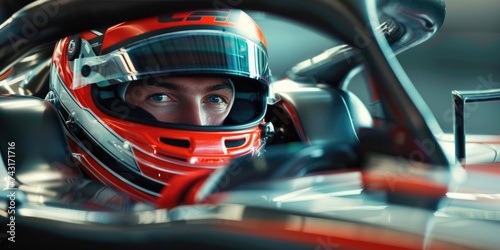 Portrait of racing driver in a helmet © piai