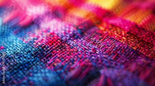 Colorful Abstract Background of Woven Textures in a Material Fabric Weaving Threads Pattern