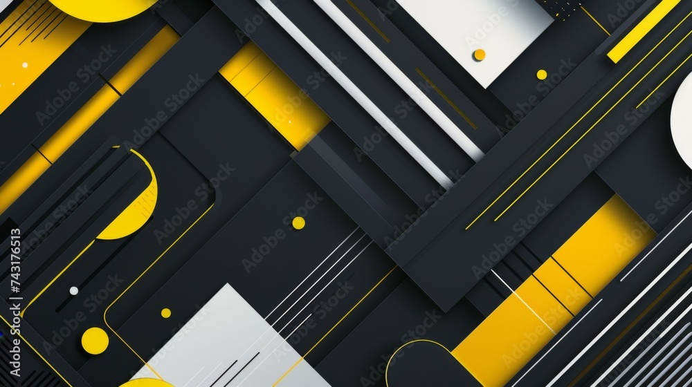 Abstract Geometric Sharpness Enhances a Black and Yellow Angular Background with Lines and Shapes