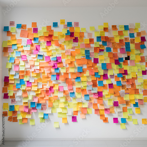 Post it adhesive note wall Organizing colours 