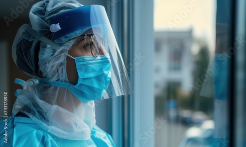 Woman medician at hospital wearing protect mask to prevent decease © Daniela