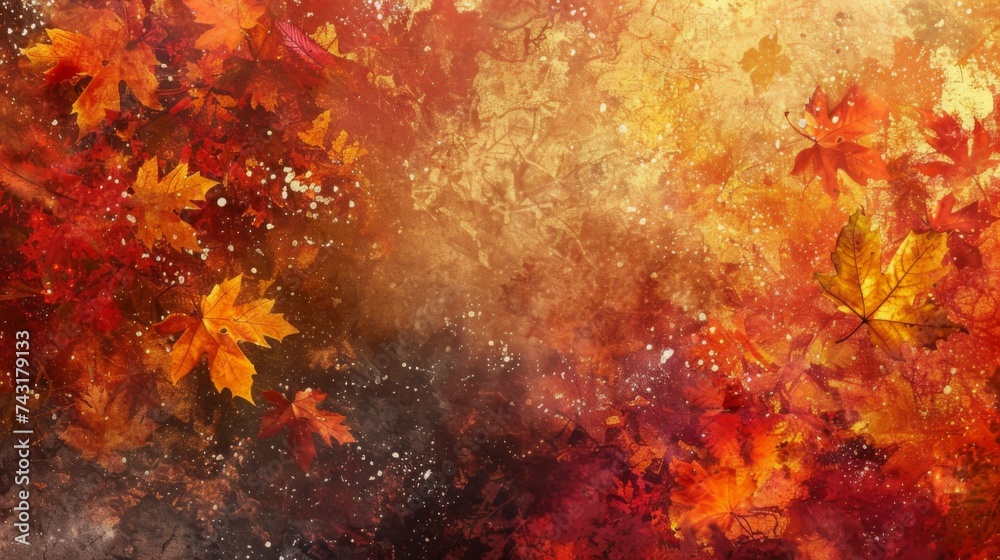 Abstract Autumn Leaves Blend Harmoniously in Warm Background with Artistic Texture