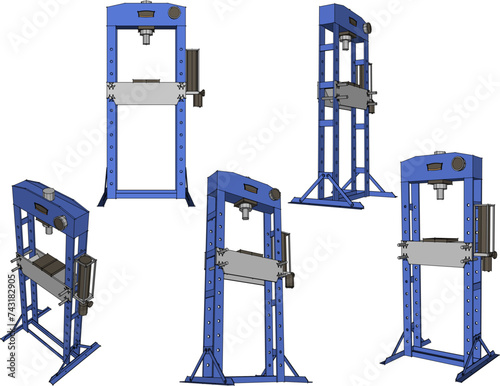 Vector sketch illustration of heavy equipment press machine design