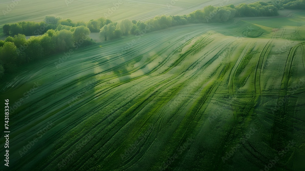 Green field, agricultural landscape