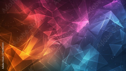 Abstract Background with High Contrast Colors and Geometric Shapes Creating a Polygonal Art Digital Texture