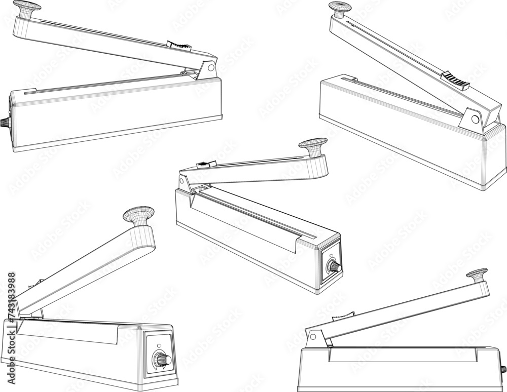 Vector sketch illustration of mica press machine design for printing