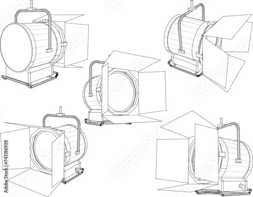 Vector sketch illustration of spotlight design for concert stage performance