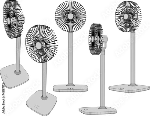 vector sketch illustration of standing fan design