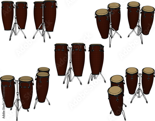 vector sketch illustration of the design of a drum musical instrument for a dangdut concert performance photo