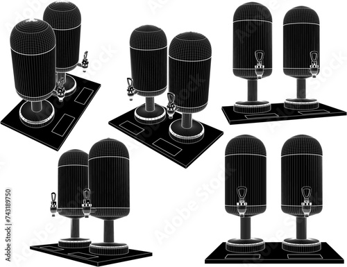 vector sketch illustration of the design of a juice drink in a drink tube for a banquet