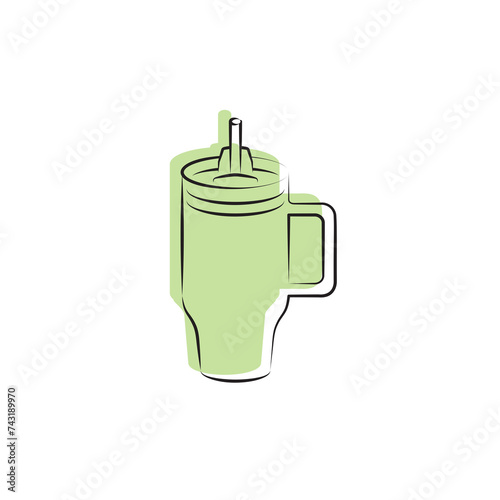 Cup Tumbler Drink Icon Flat Outline Vector, PNG, JPEG in Black/White, for Web, Mobile Apps and UI, Infographics, Digital Assets