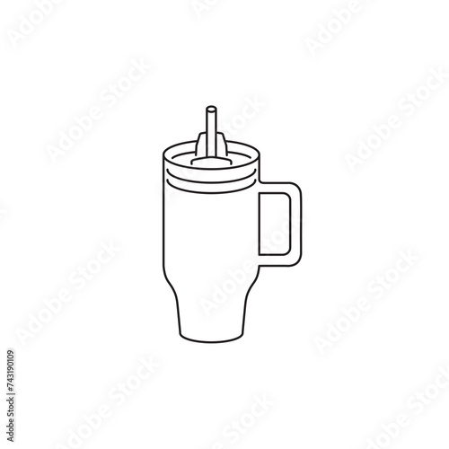 Stanley Cup Tumbler Drink Icon Flat Outline Vector, PNG, JPEG in Black/White, for Web, Mobile Apps and UI, Infographics, Digital Assets