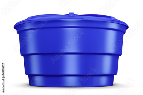 Common water tank in Brazil blue on transparent background in realistic 3d render photo