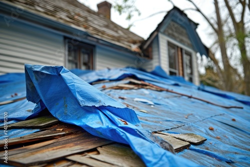 Emergency Roof Repair: Blue Tarp Protection for Leaking Residential Roof