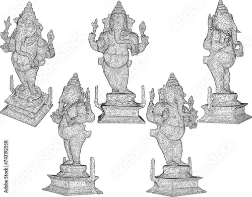 vector sketch illustration of the design of the god goddess ganesha statue