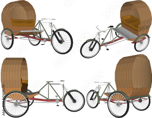 Vector sketch illustration of traditional vintage ethnic vehicle transportation design