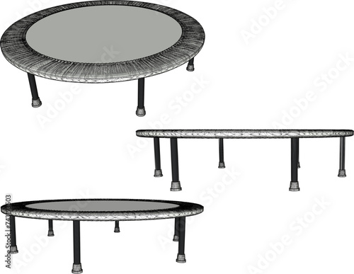 Vector sketch illustration of trampoline design for children's play